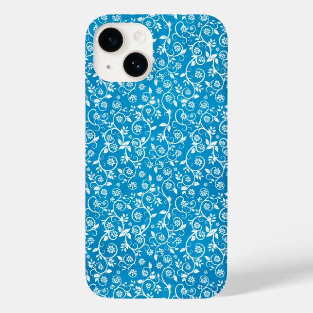Coques Case-Mate iPhone Magnifique motif géométrique bleu (Verso)