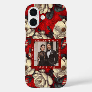 Coque Pour iPhone 16 Magnifiques Gardenias à Pétales Rouges Mariage Boh