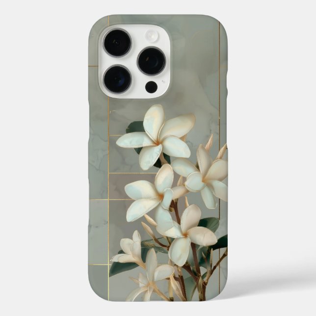 Coques Case-Mate iPhone Magnolia blanche Floral Ligne dorée Marbre (Verso)
