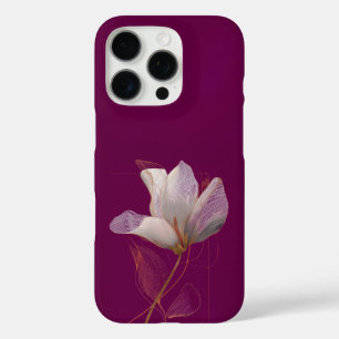 Coque iPhone 16 Pro Magnolia blanche ligne or magenta