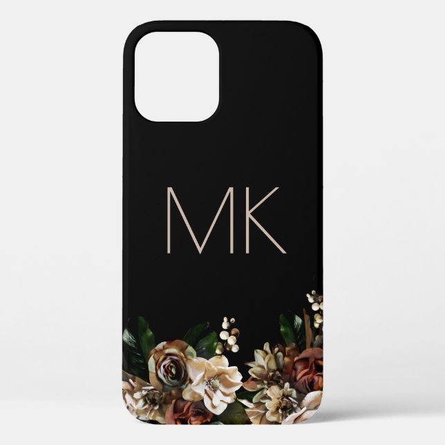Coques Case-Mate iPhone Magnolia noir avec monogramme (Verso)