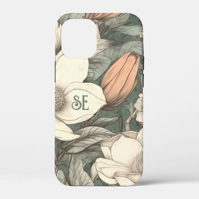 Coques Case-Mate iPhone Magnolias Rustiques Initiales Peintes Floral Botan (Verso)