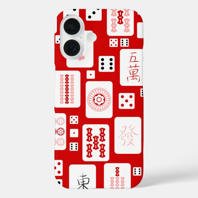 Coques Case-Mate iPhone mahjong rose rouge carreaux chinois jeu asiatique (Verso)