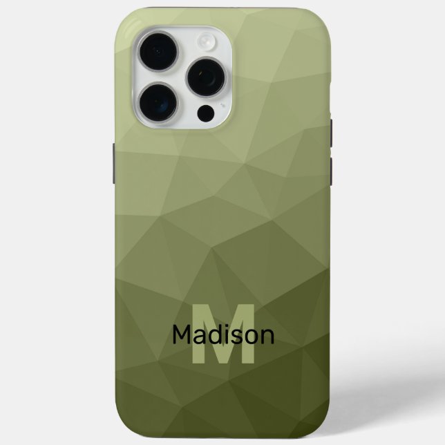 Coques Case-Mate iPhone Maillon géométrique dégradé vert de l'Armée Monogr (Verso)