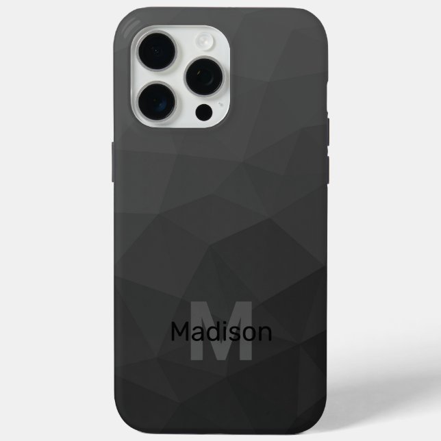 Coques Case-Mate iPhone Maillon géométrique gris foncé Monogramme (Verso)