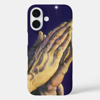 Coque Pour iPhone 16 Mains anciennes priant avec l'étoile de Bethléem