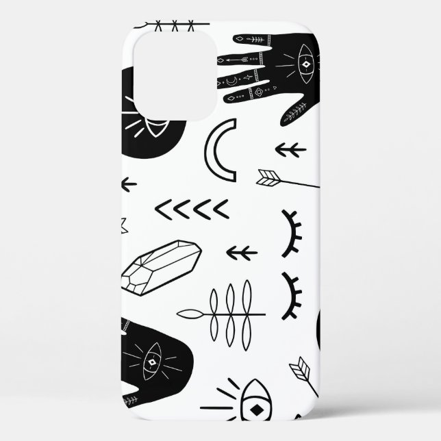 Coques Case-Mate iPhone Mains magiques, lune, motif ethnique. (Verso)