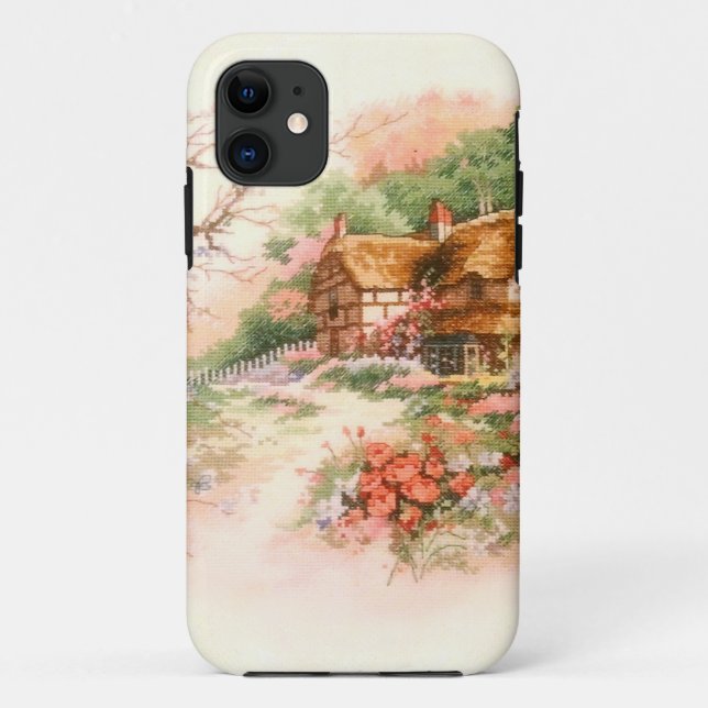 Coques Case-Mate iPhone Maison de campagne avec des fleurs (Dos)