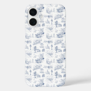 Coque Pour iPhone 16 Maison de campagne élégante bleu français vintage