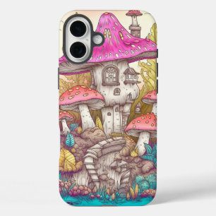 Coque Pour iPhone 16 Plus Maison de champignon colorée et mignonne Art