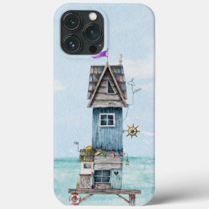 Case-Mate iPhone Case Maison de plage en eau-forte bleue excentrique cot