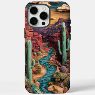 Coque iPhone 16 Pro Max Majestic Desert Canyon avec l'art de l'argile