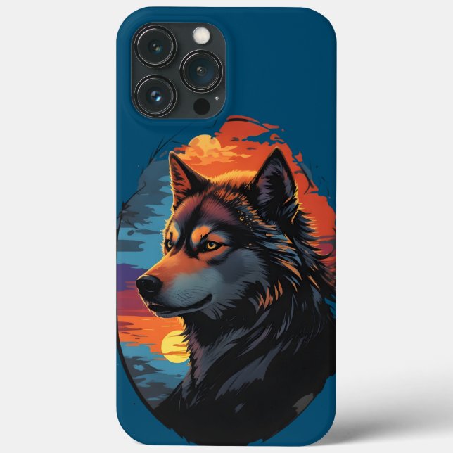 Coques Case-Mate iPhone Majestic Husky contre le coucher du soleil vue de  (Verso)