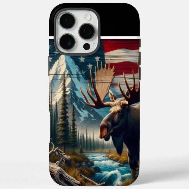 Coques Case-Mate iPhone Majestic Moose Et Drapeau Américain (Verso)