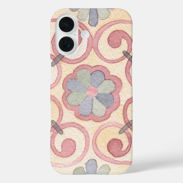 Coques Case-Mate iPhone Majolique Italienne Espagnole Aquarelle Fleur Rose (Verso)