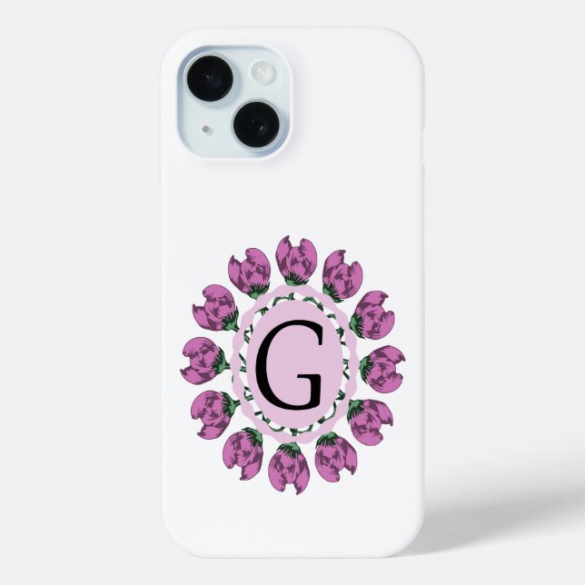 Coques Case-Mate iPhone Majuscule G monogramme floral (Verso)