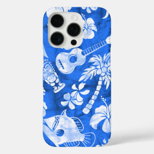 Coque iPhone 16 Pro Makapuu Beach Hawaiian Batik Bleu et blanc