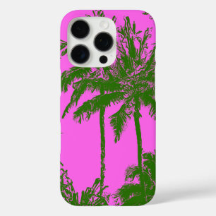 Coque iPhone 16 Pro Makena Beach Hawaiian Sketchy Palms Magenta