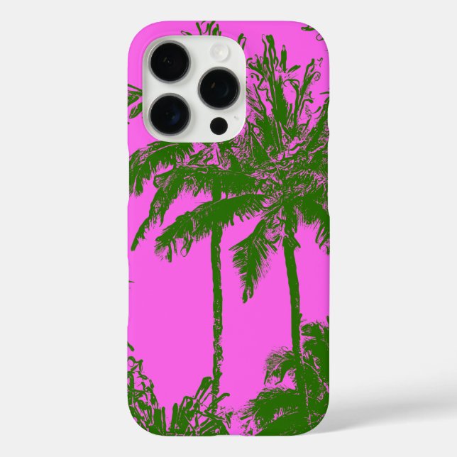 Coques Case-Mate iPhone Makena Beach Hawaiian Sketchy Palms Magenta (Verso)