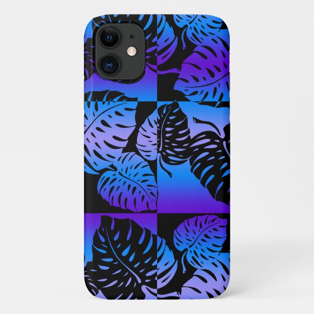 Coques Case-Mate iPhone Makua Monstera Hawaiian Stried Blend Purple (Dos)