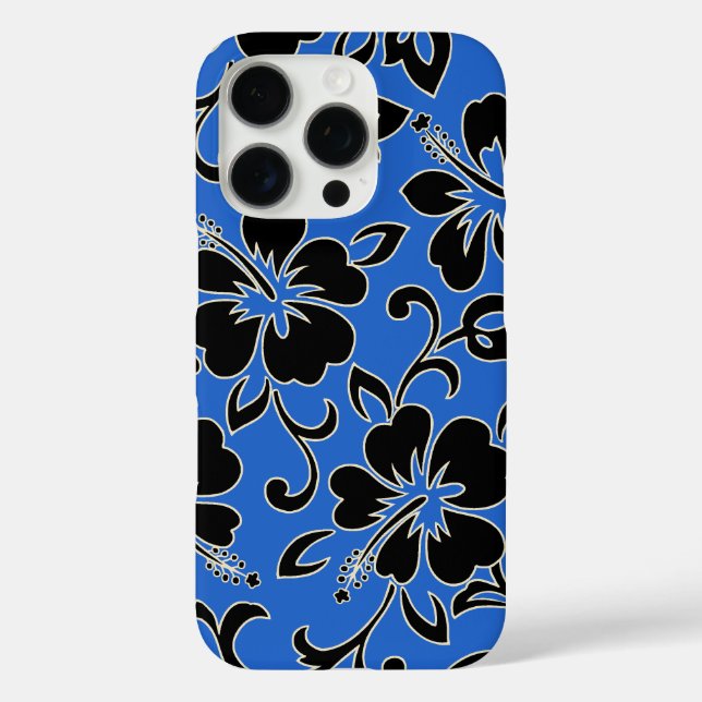Coques Case-Mate iPhone Malia Hibiscus Hawaiian Floral Royal et Noir (Verso)