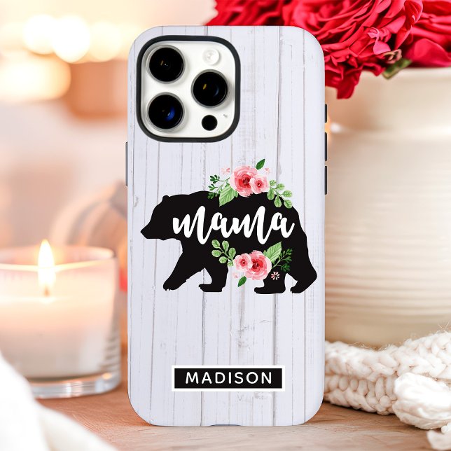 Coques Case-Mate iPhone Mama Bear Floral Bois Rustique (Créateur téléchargé)