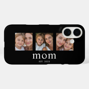Coque Pour iPhone 16 Maman a établi la photo noire moderne 3