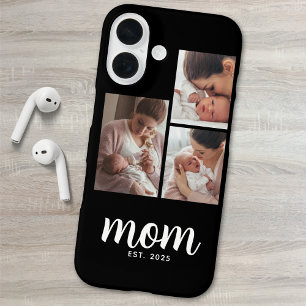 Coque Pour iPhone 16 Maman a établi un script moderne noir 3 Photo
