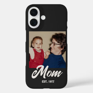 Coque Pour iPhone 16 Maman a établi une photo de script noir