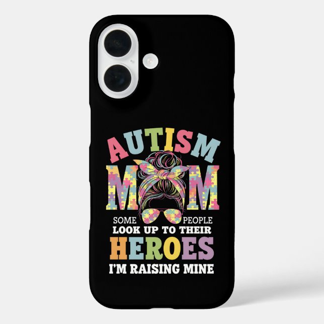 Coques Case-Mate iPhone Maman autiste élevant un héros, chignon désordonné (Verso)