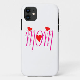 Coque iPhone 11 Maman aux Coeurs rouges
