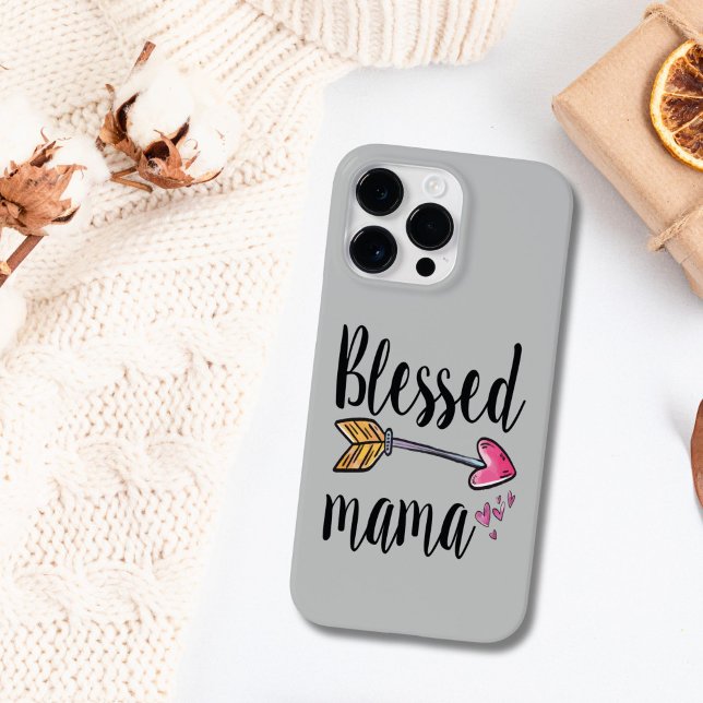 Coques Case-Mate iPhone Maman bénie avec flèche (Blessed Mama boho gray iPhone case)
