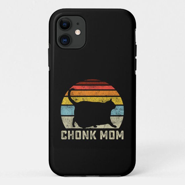 Coques Case-Mate iPhone Maman de chat Chonk Échelle Mème Drôle Style Rétro (Dos)