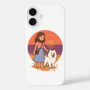Coque Pour iPhone 16 Maman de Chien Mignon Marchant avec son Toutou Flu