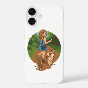 Coque Pour iPhone 16 Maman de Chien Mignonne Marchant avec des Chiots s