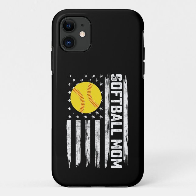 Coques Case-Mate iPhone Maman de softball Drapeau américain américain Vint (Dos)