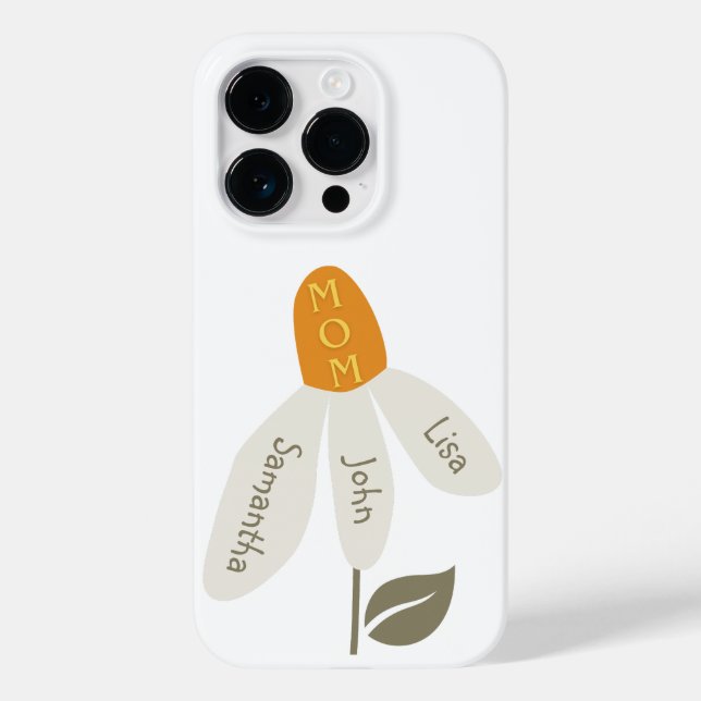Coques Case-Mate iPhone Maman Fleur Rétro, Noms d'enfants, Pétales Personn (Verso)