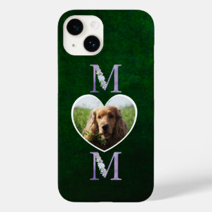 Coque Case-Mate iPhone Maman Floral coeur lilas photo du chien vert