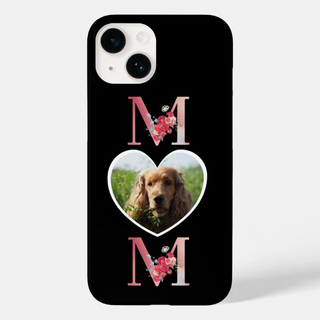Coques Case-Mate iPhone Maman Floral photo du coeur du chien (Verso)