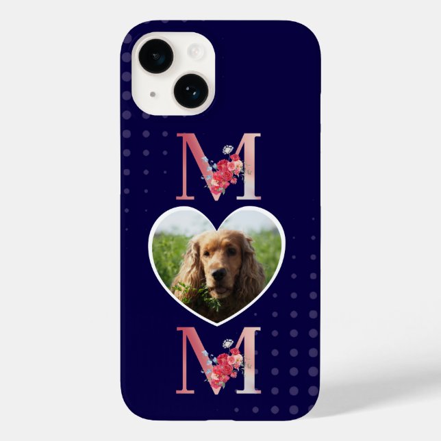 Coques Case-Mate iPhone Maman Floral photo du coeur du chien pourpre (Verso)