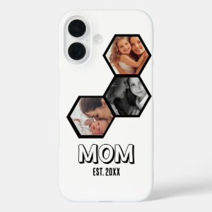 Coque Pour iPhone 16 Maman noir et blanc établie Hexagone 3 photo