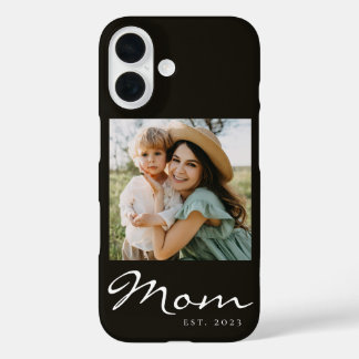 Coque Pour iPhone 16 Maman noire établie script photo Case-Mate