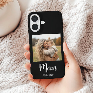 Coque Pour iPhone 16 Maman noire Texte de script établi et photo