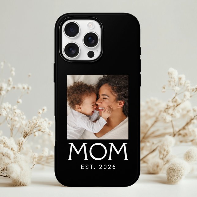 Coques Case-Mate iPhone Maman Typographie Photo Noir Établie (Créateur téléchargé)