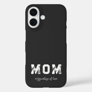 Coque Pour iPhone 16 Maman - Une signature d'amour Moderne Luxe noir