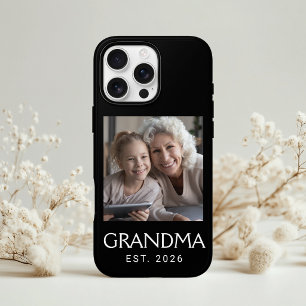 Coque Pour iPhone 16 Mamie Typographie Établie Photo Noir
