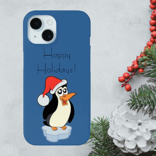 Coque Case-Mate iPhone Manchot flottant sur un iceberg Joyeuses Fêtes