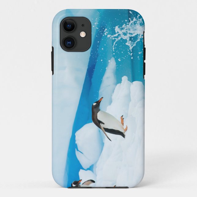 Coques Case-Mate iPhone manchot papou, Pygoscelis Papua, sautant (Dos)