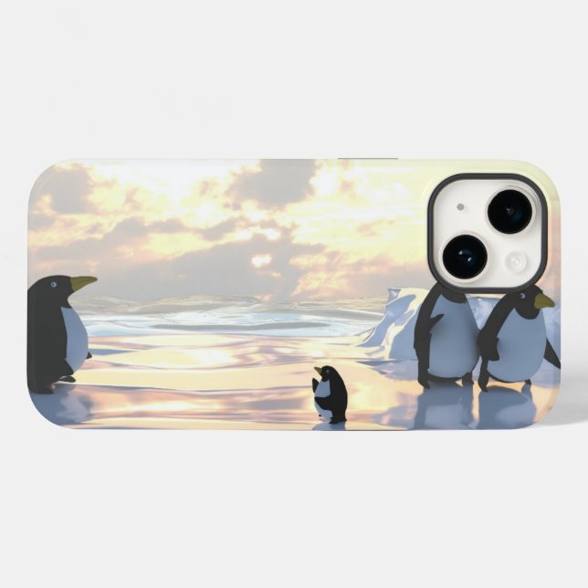 Coques Case-Mate iPhone manchots se détendant sur une banquise (Verso (horizontal))