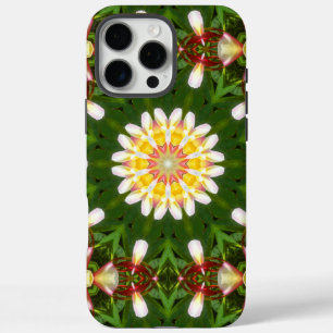 Coque iPhone 16 Pro Max Mandala à fleurs de Plumeria avec symétrie tropica